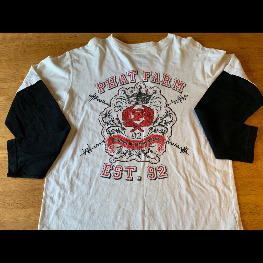 Phat Farm white and black long sleeve shirt XL